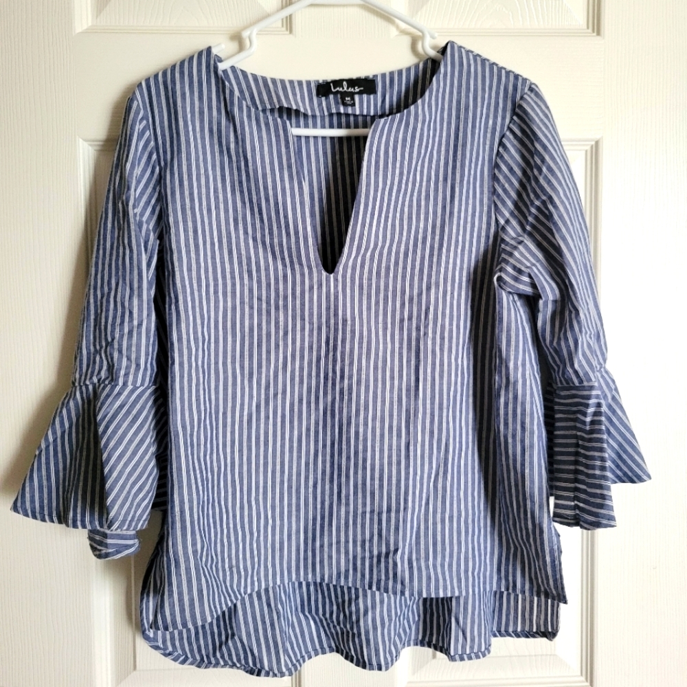 Take Me Somewhere Blue and White Striped Top